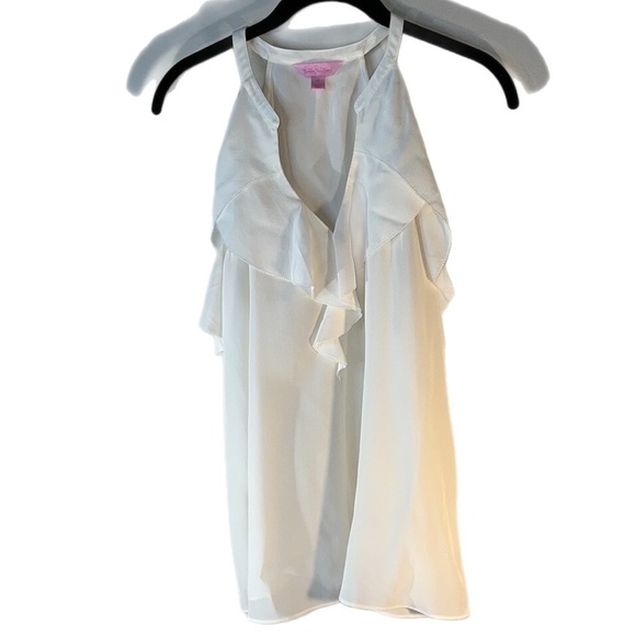 NWOT Lilly Pulitzer 💯 Silk Flounce Ruffle Romantic Sleeveless Blouse M - Picture 3 of 10